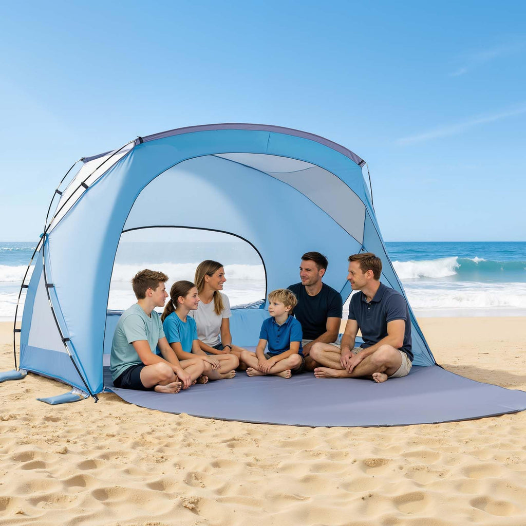 6-Person UPF50+ Beach Sun Shelter Canopy with Carry Bag