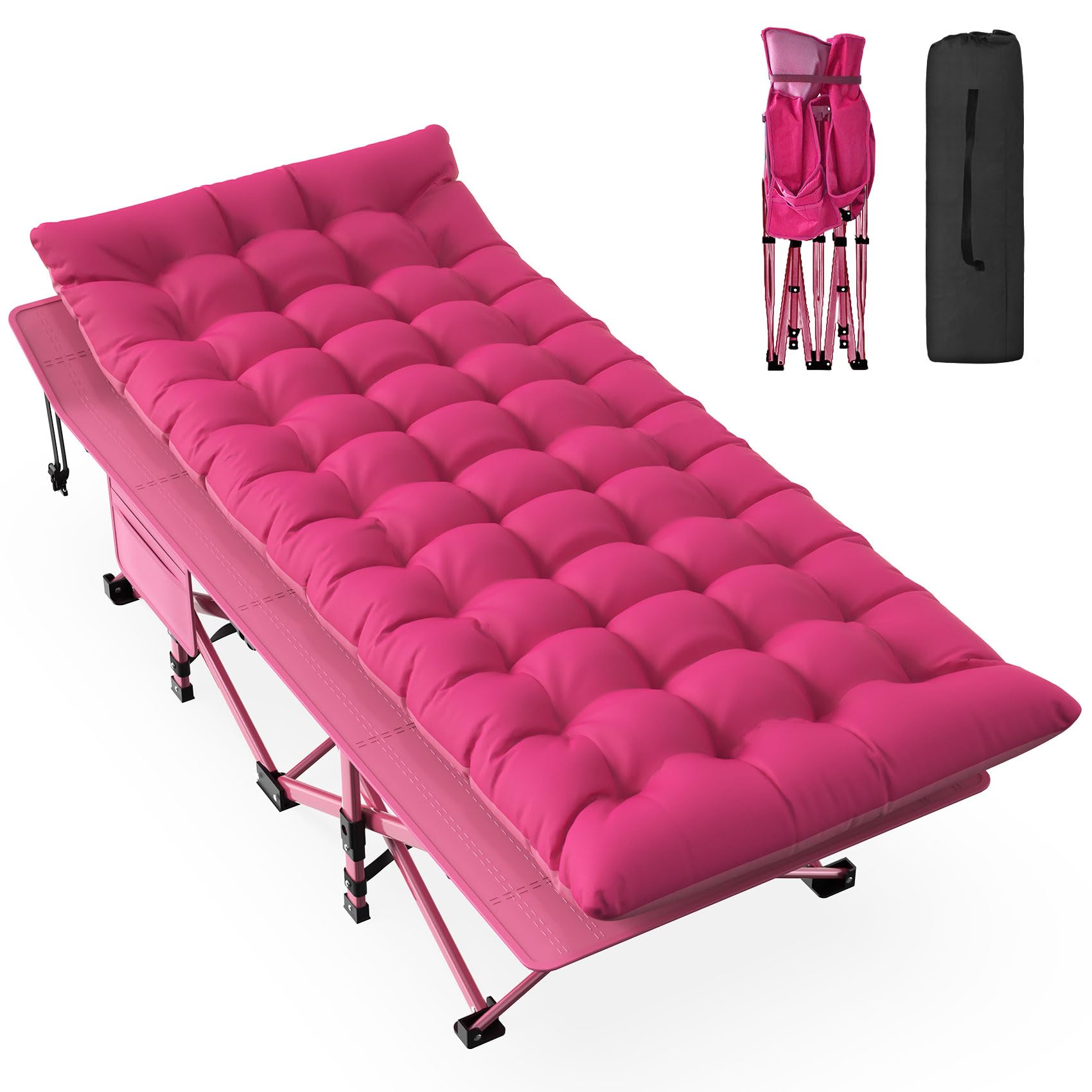 Folding Adult Camping Cot with Mattress and Storage Bag