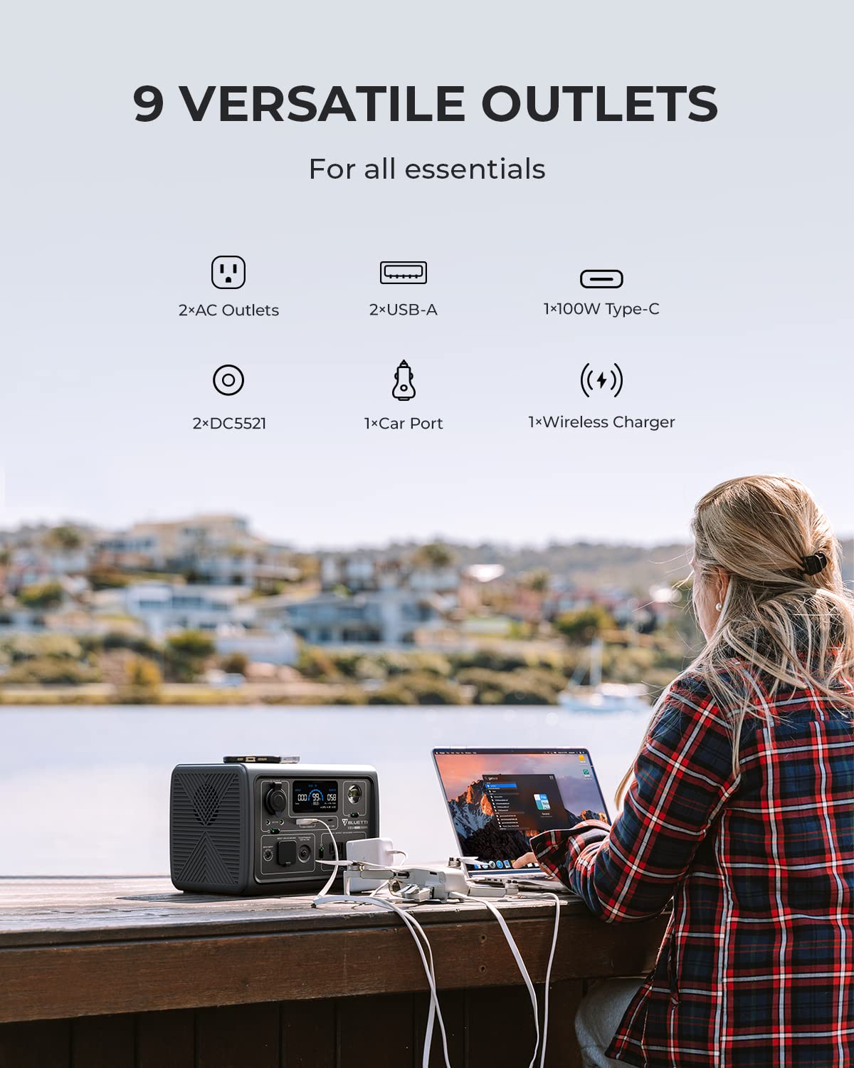 Expandable Portable LiFePO4 Solar Generator Power Station with External Battery Module