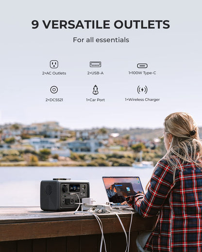 Expandable Portable LiFePO4 Solar Generator Power Station with External Battery Module