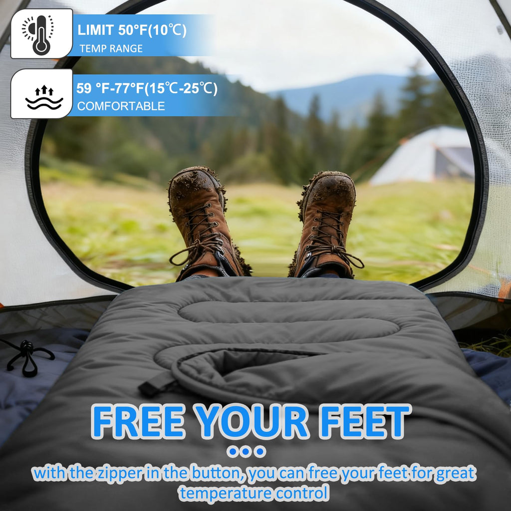 3-Season Waterproof Lightweight Sleeping Bag for All Ages