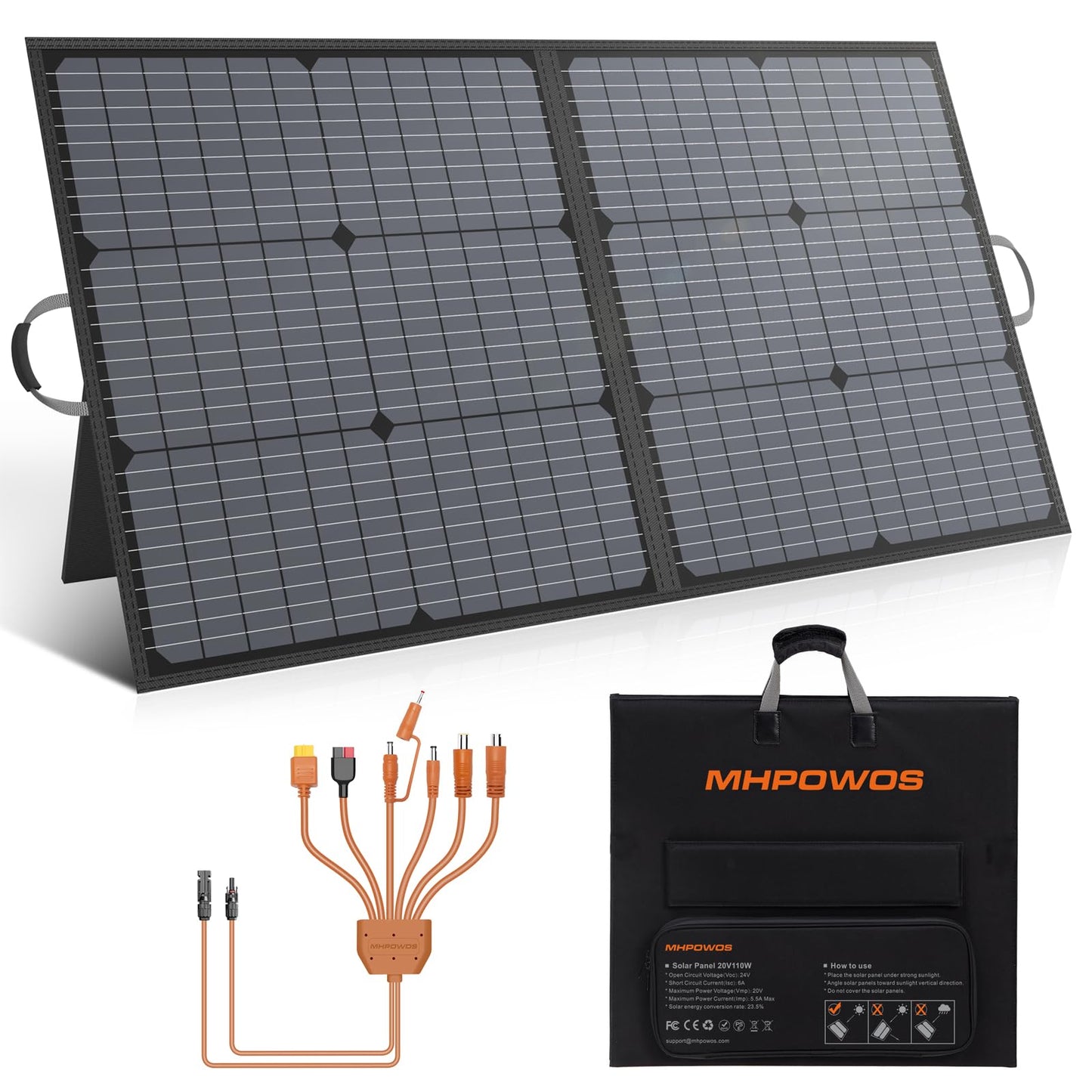 Lightweight Foldable Portable Solar Panel with Adjustable Kickstand for Camping and RV Use