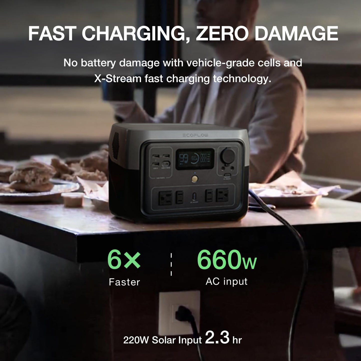 Portable Solar Generator Power Station 500Wh LiFePO4 Fast-Charging with AC Output