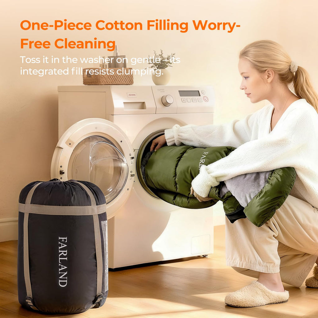 Adult Cold Weather Fleece-Lined Waterproof Sleeping Bag