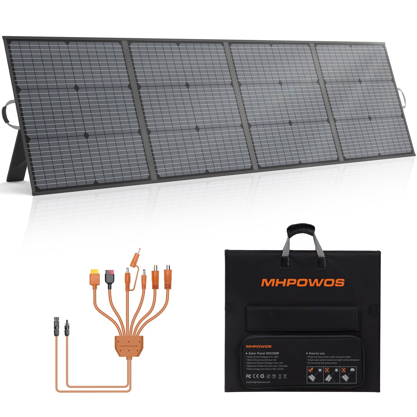 Lightweight Foldable Portable Solar Panel with Adjustable Kickstand for Camping and RV Use