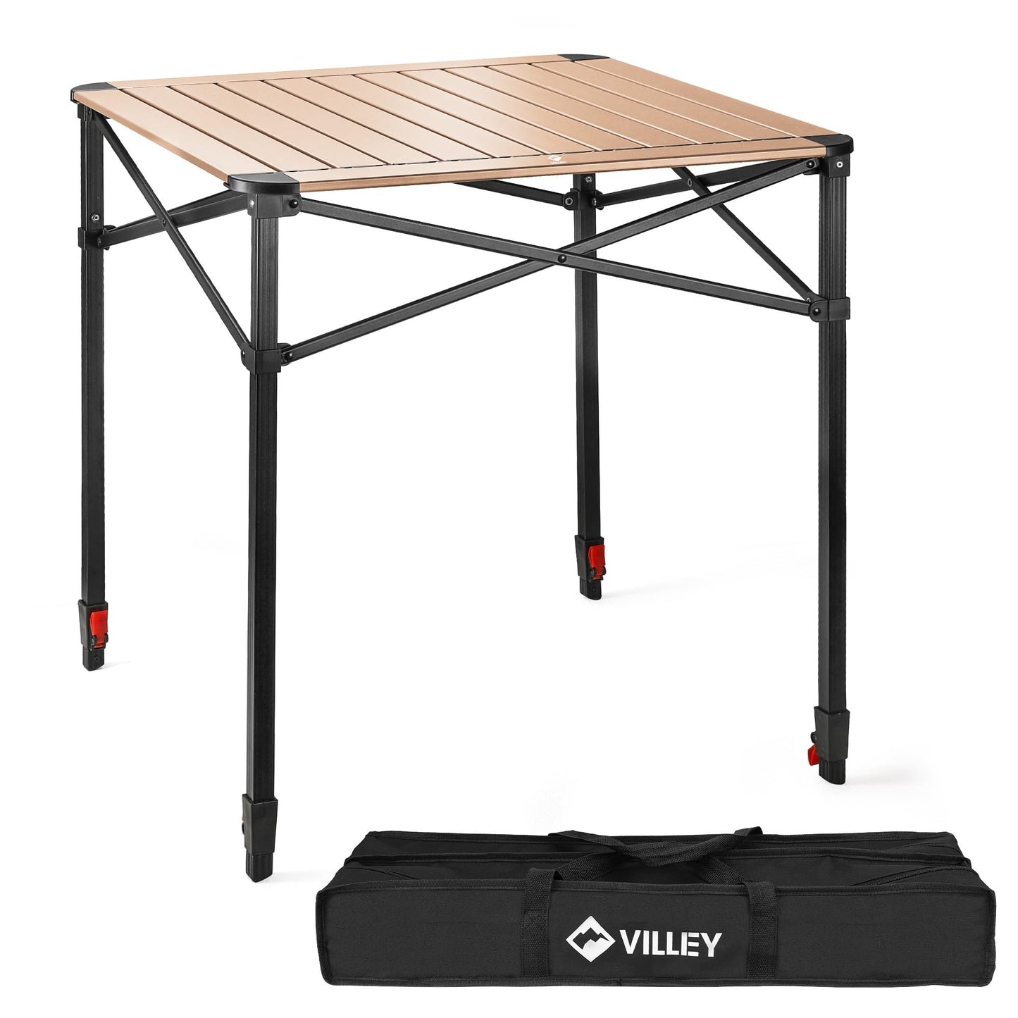VILLEY Aluminum Folding Square Table with Carry Bag