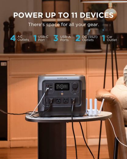 Portable Solar Generator 768Wh LiFePO4 Fast-Charging Power Station with AC Outlets