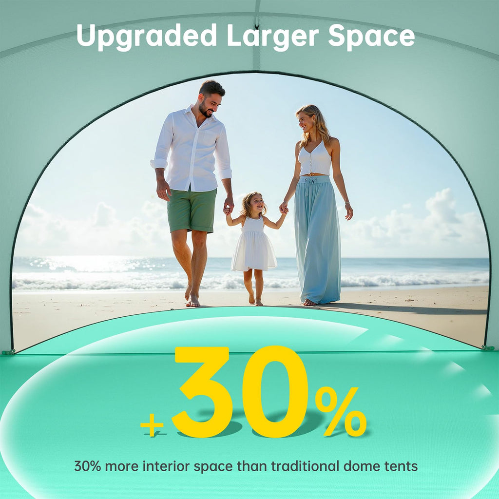 UPF50+ Portable Beach Sun Shelter Tent with Dual Zipper Doors