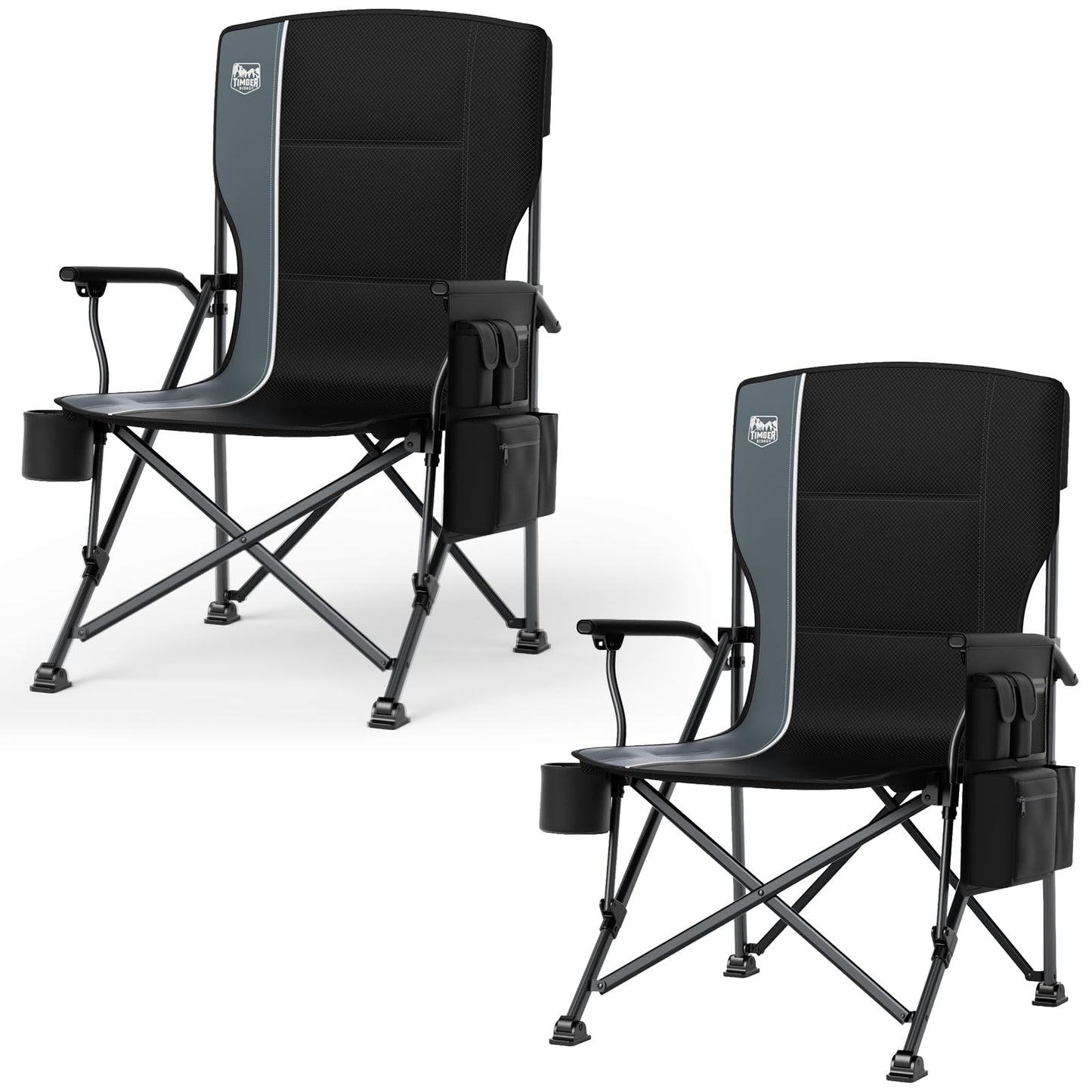 Oversized Heavy-Duty Folding Camping Chair with Cooler Bag