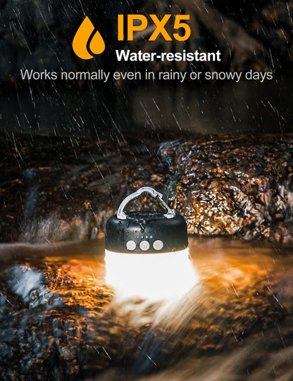 1000LM Rechargeable LED Camping Lantern with Hanging Hook for Emergency Outdoor Use