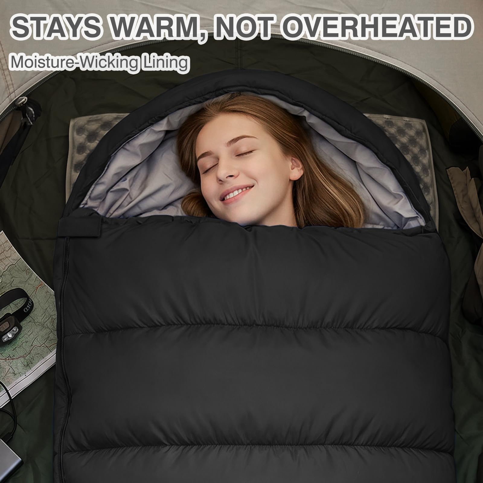 XXL Waterproof 3-4 Season Sleeping Bag with Compression Sack