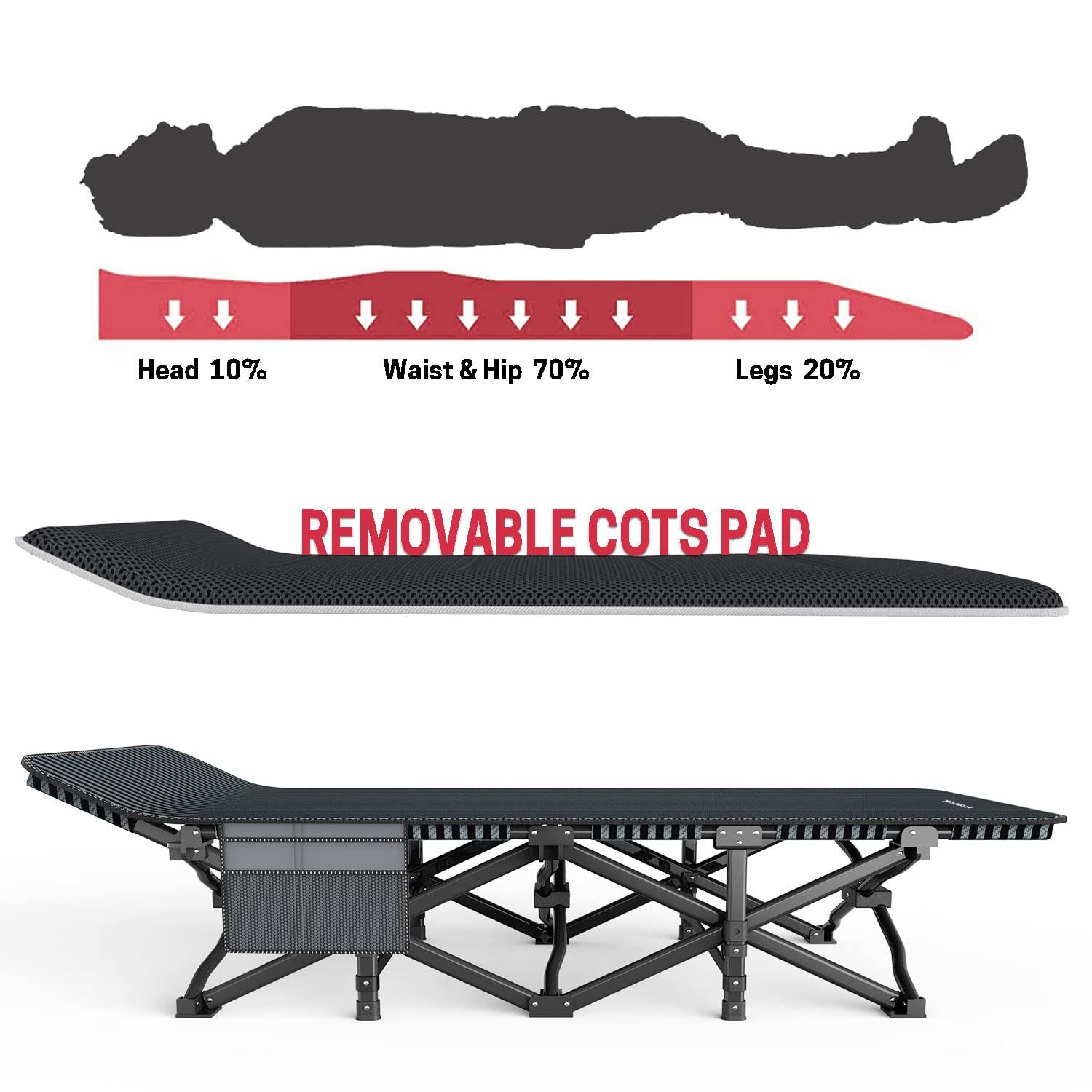 ATORPOK Camping Cot for Adults with Cushion Comfortable