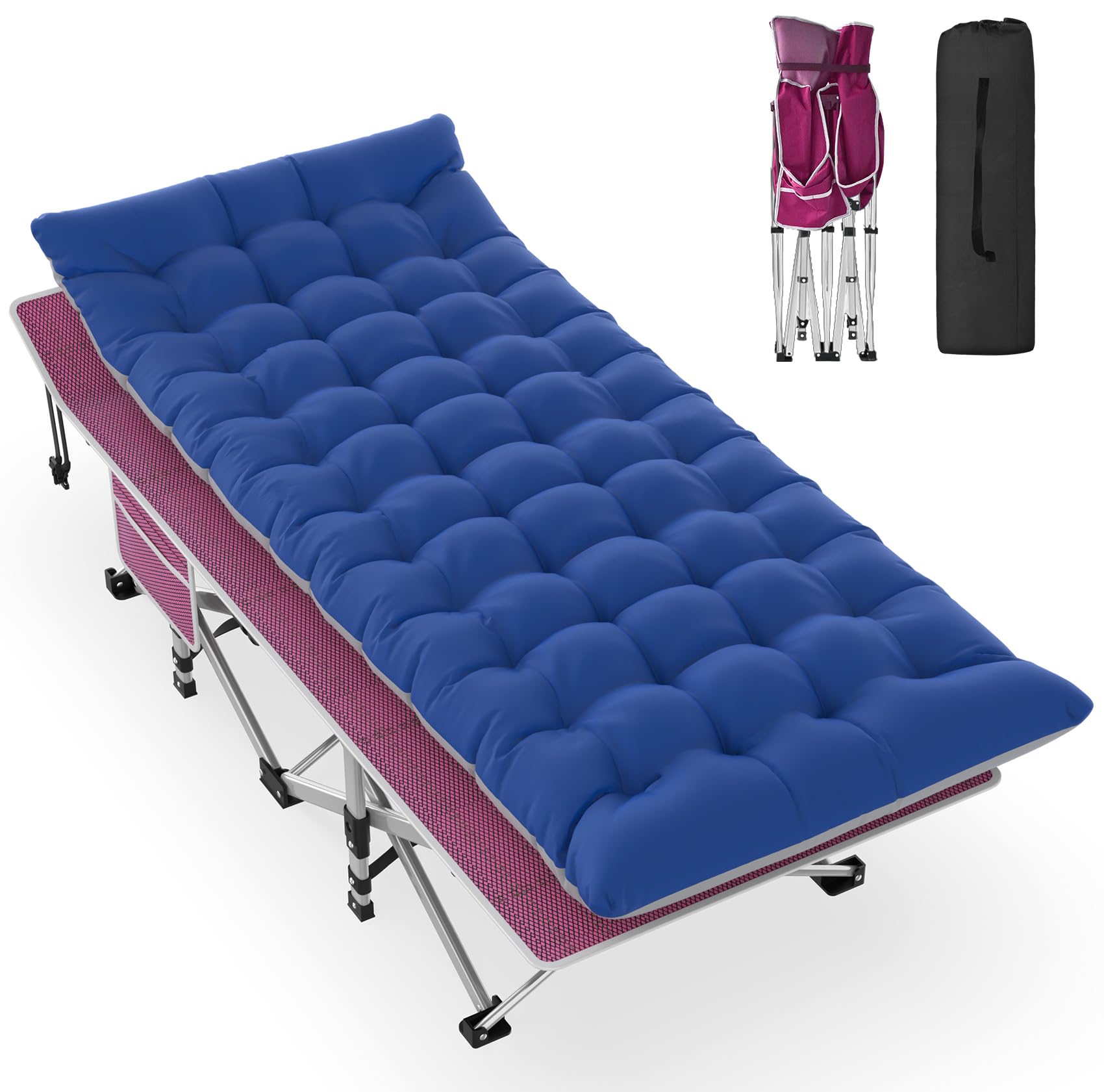 Folding Adult Camping Cot with Mattress and Storage Bag