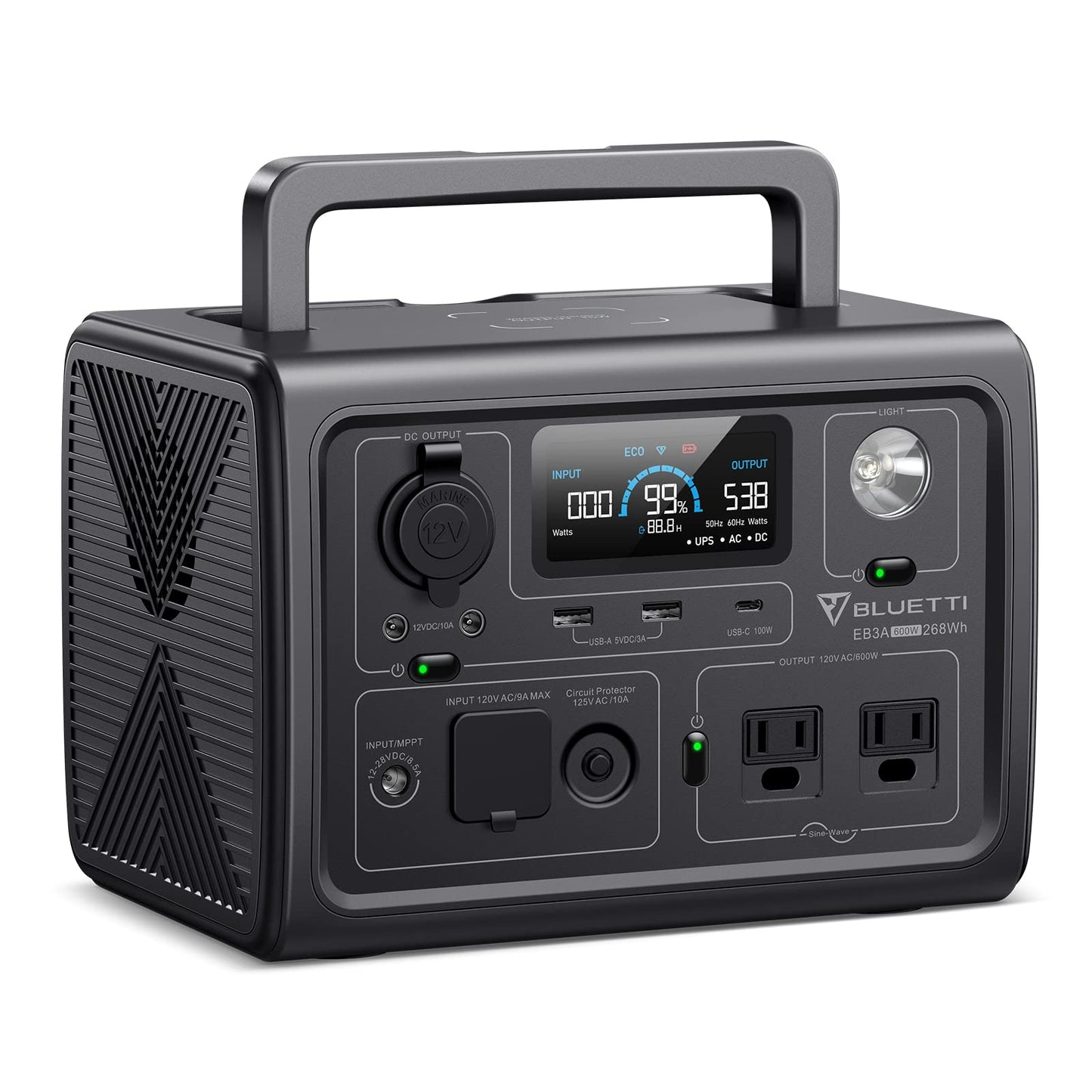 Expandable Portable LiFePO4 Solar Generator Power Station with External Battery Module