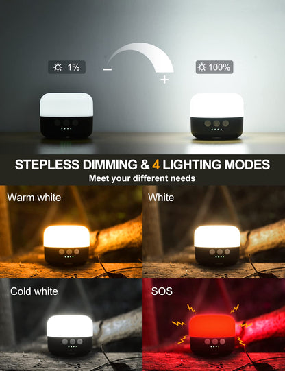 1000LM Rechargeable LED Camping Lantern with Hanging Hook for Emergency Outdoor Use