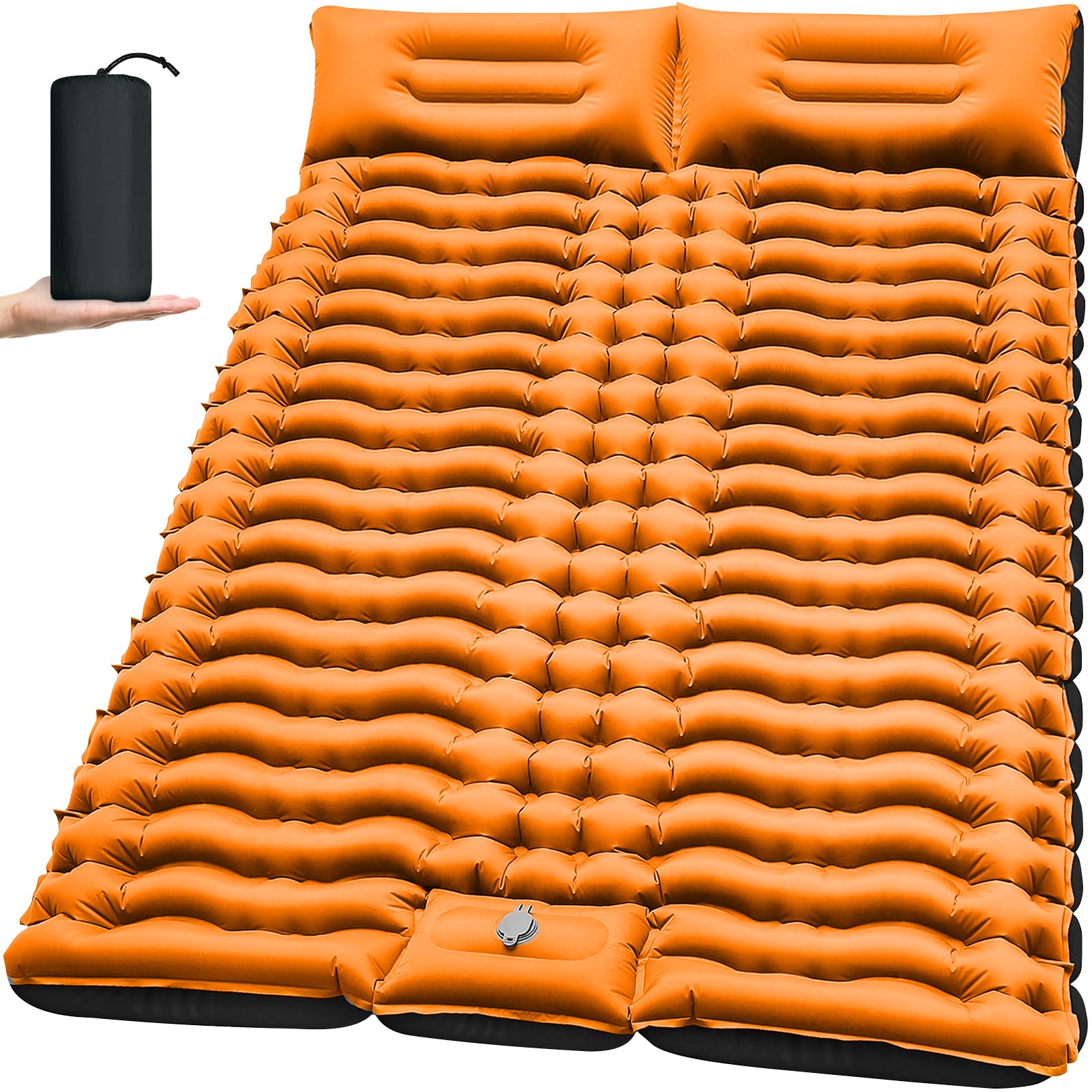 Double 4-Inch Self-Inflating Sleeping Pad with Pillow Pump