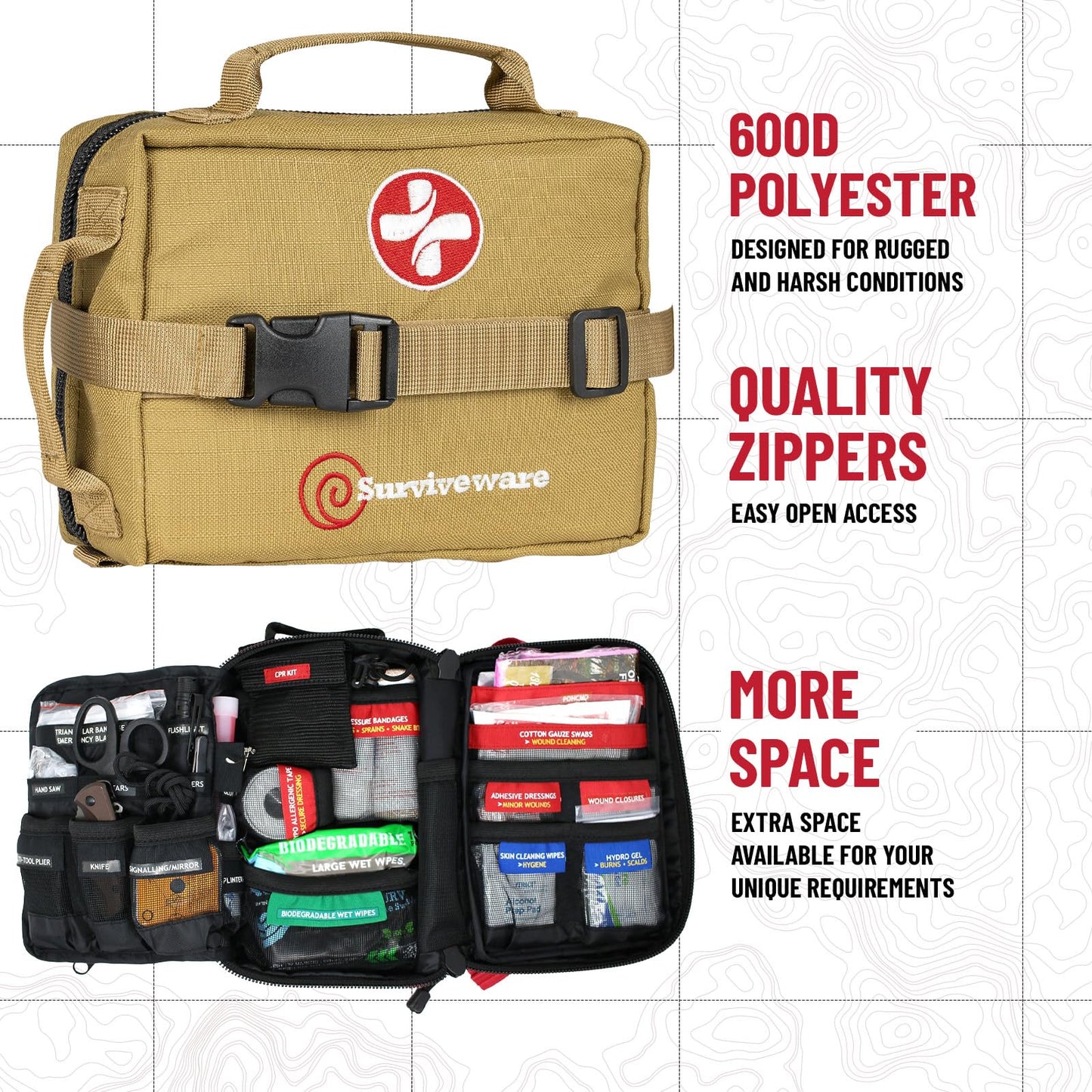 119-Piece Premium Survival First Aid Kit for Travel, Camping, and Emergency Use