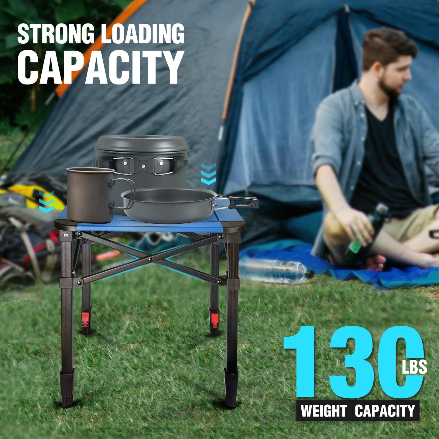 VILLEY Aluminum Folding Square Table with Carry Bag