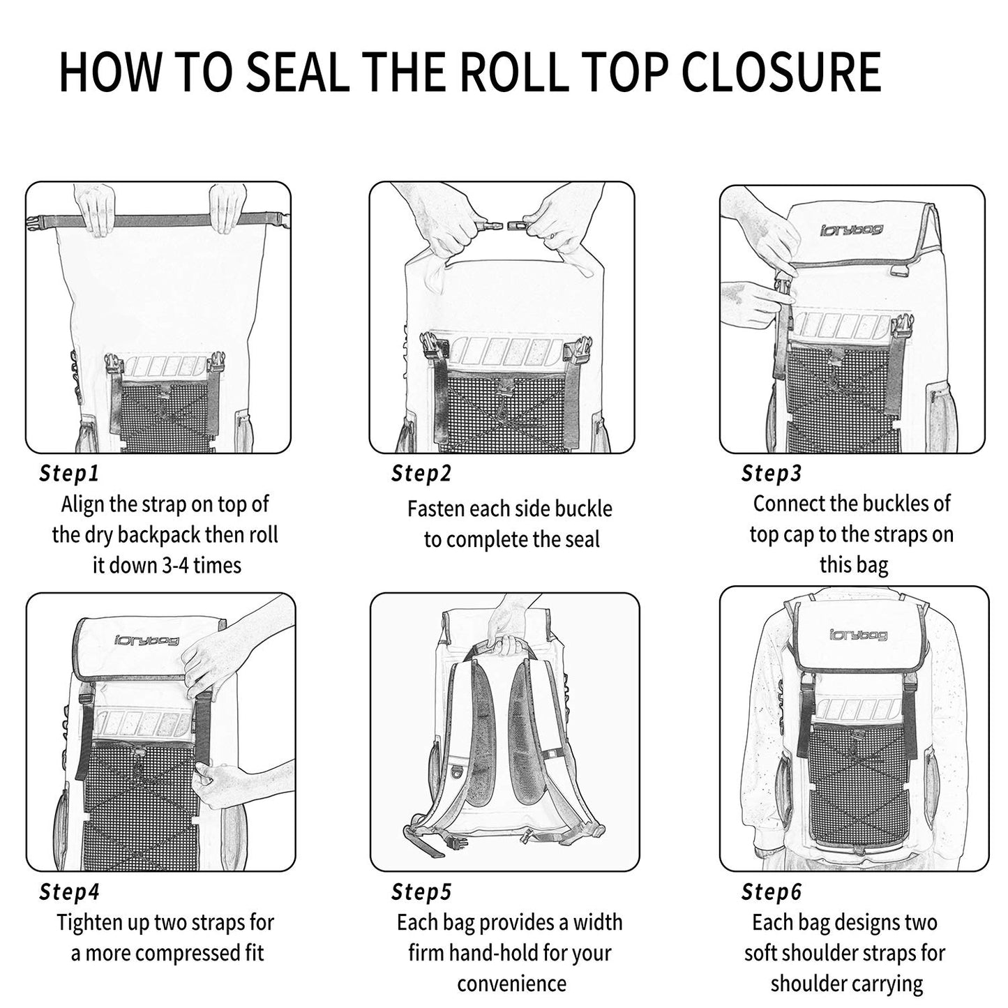 Waterproof Roll-Top Dry Bag Backpack for Hiking and Kayaking
