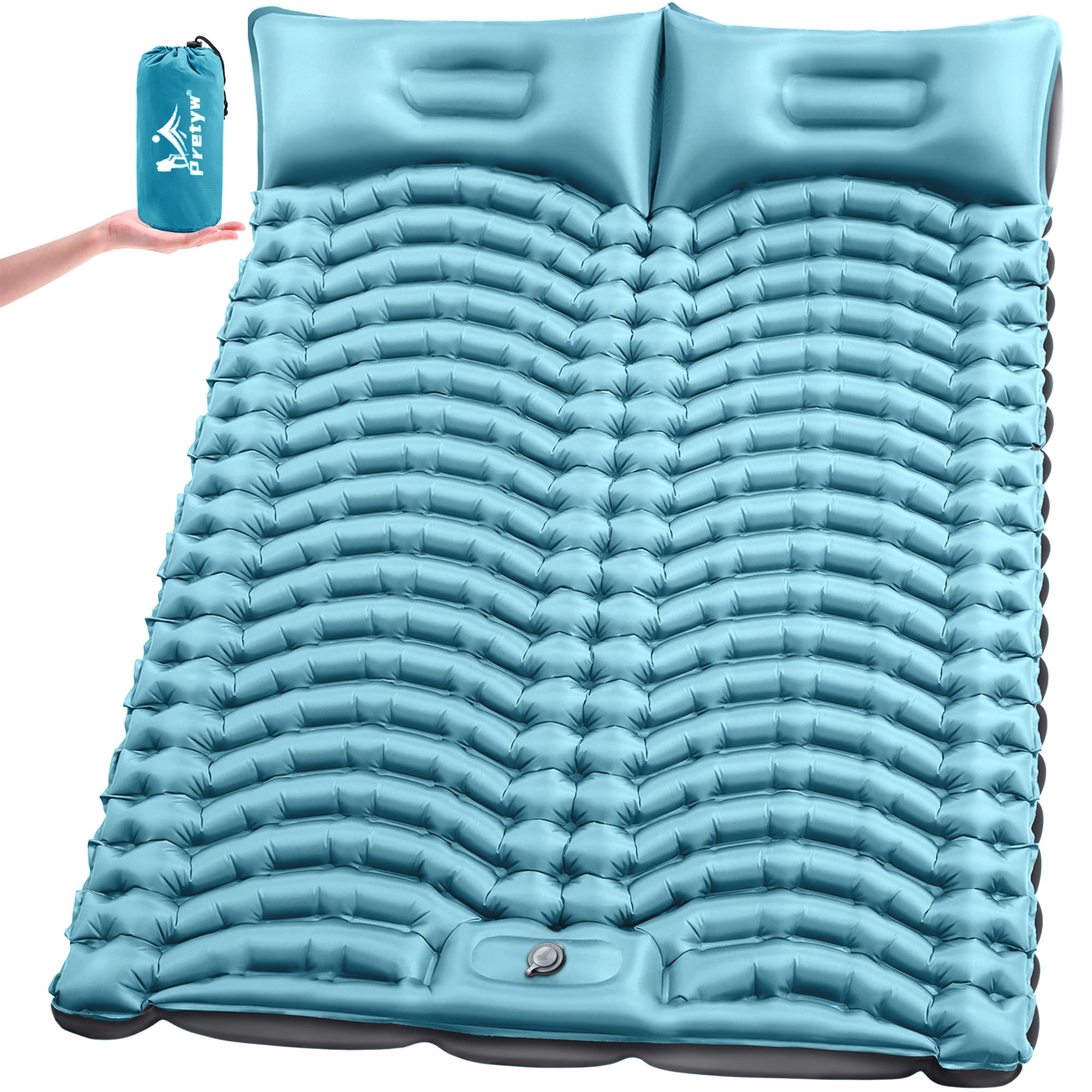 2-Person Compact Inflatable Sleeping Pad with Pillow and Pump