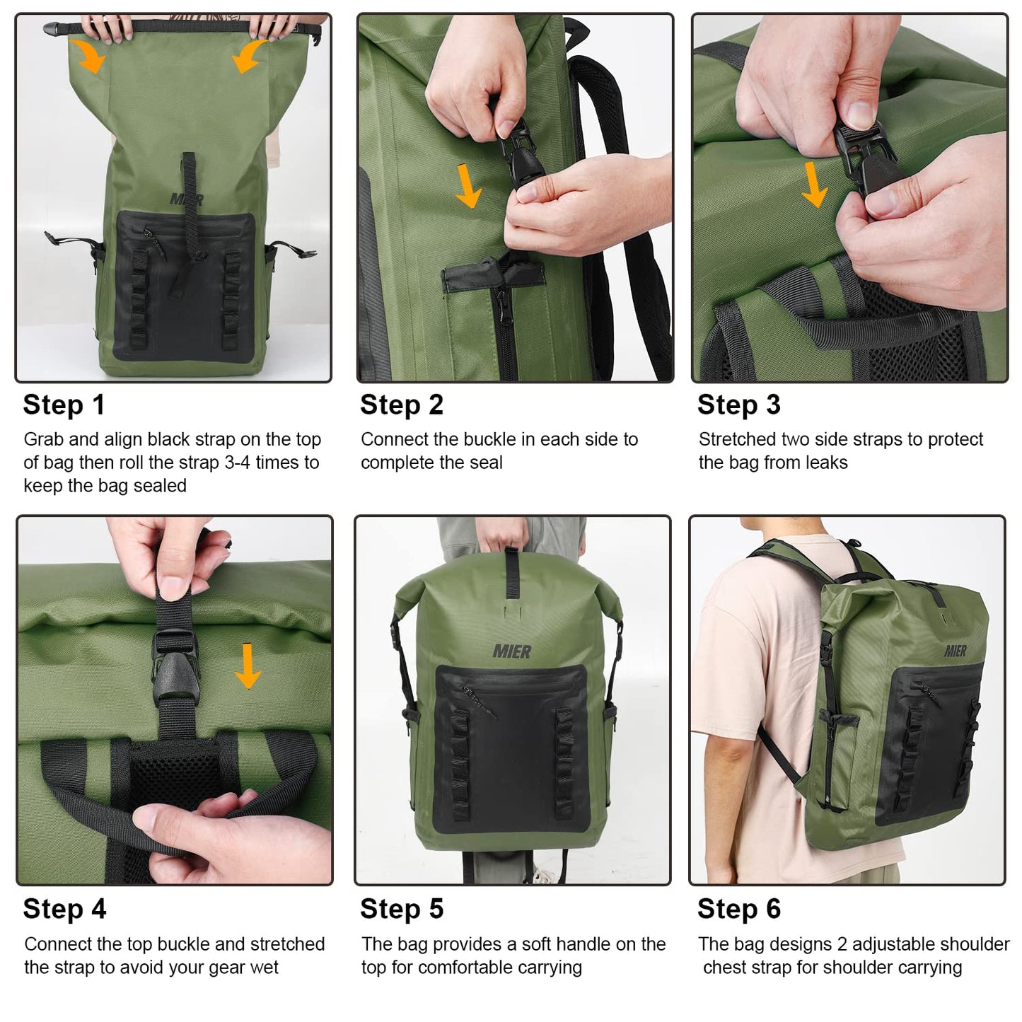 30L Waterproof Roll-Top Dry Bag Backpack for Water Sports