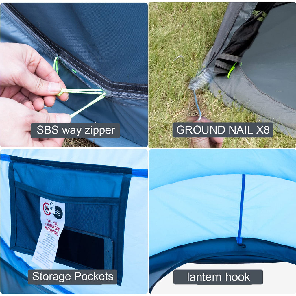 4 Person Waterproof Instant Pop-Up Tent with Dual Doors