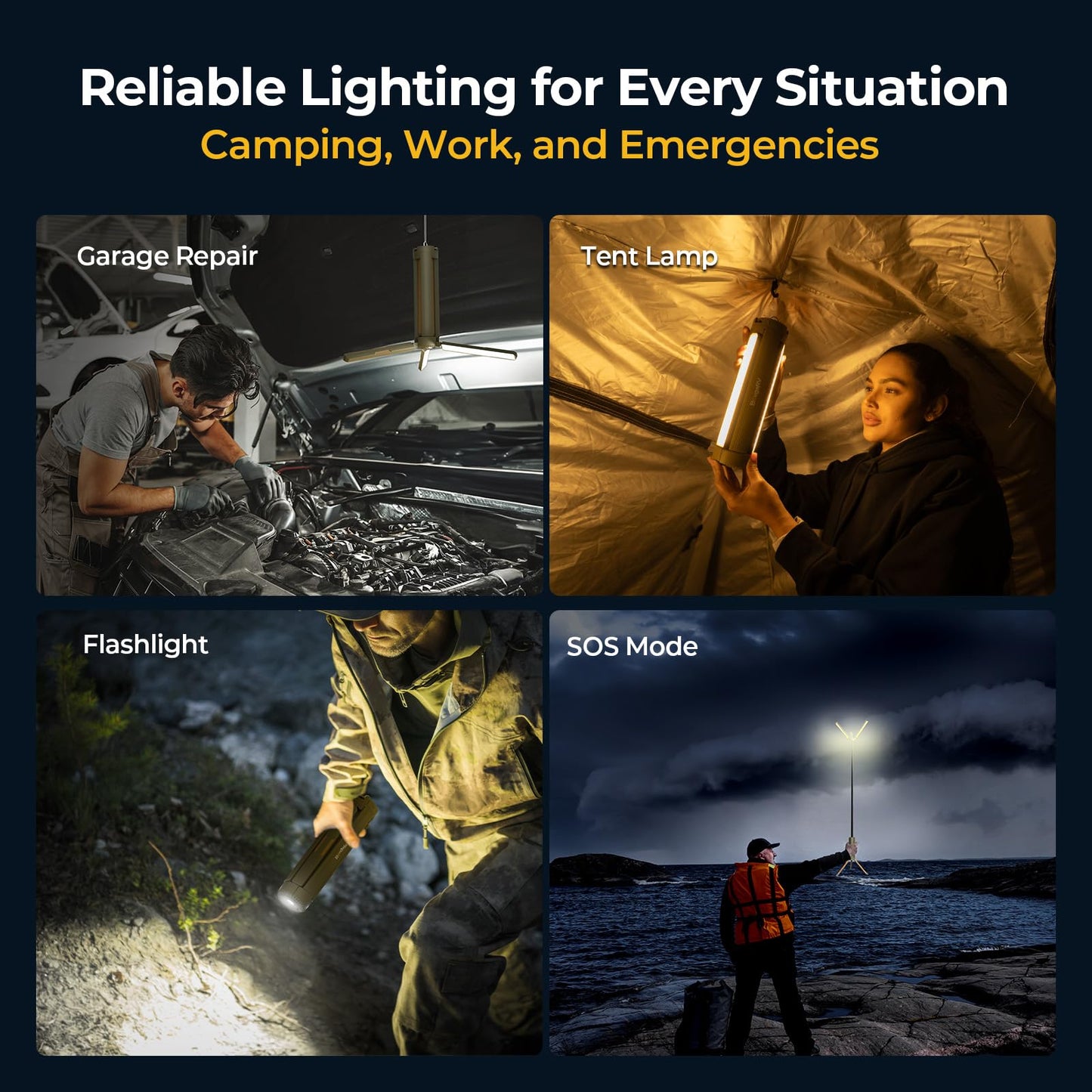 Telescopic Rechargeable Camping Lantern with Rotatable Collapsible LED Light