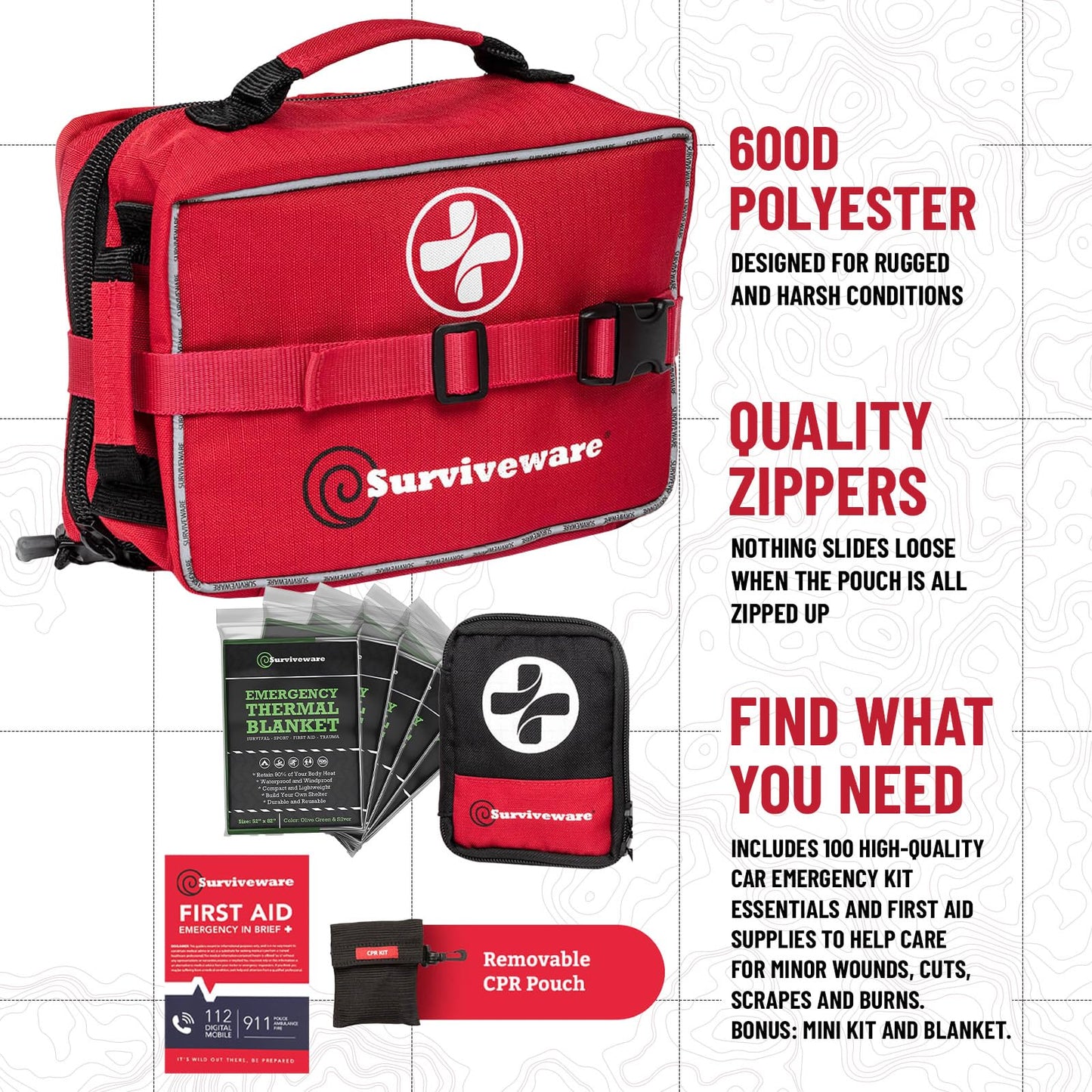 Premium Survival First Aid Kit for Travel, Camping, and Emergency Preparedness
