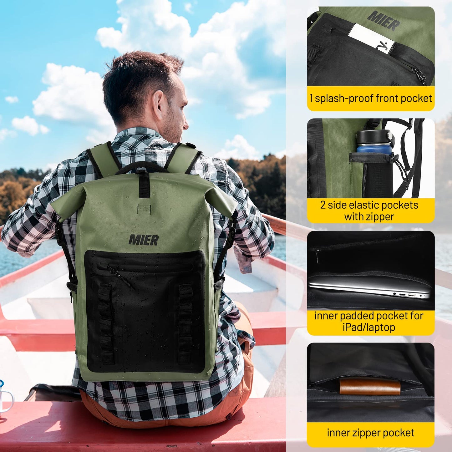 30L Waterproof Roll-Top Dry Bag Backpack for Water Sports