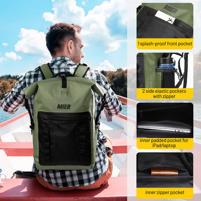30L Waterproof Roll-Top Dry Bag Backpack for Water Sports