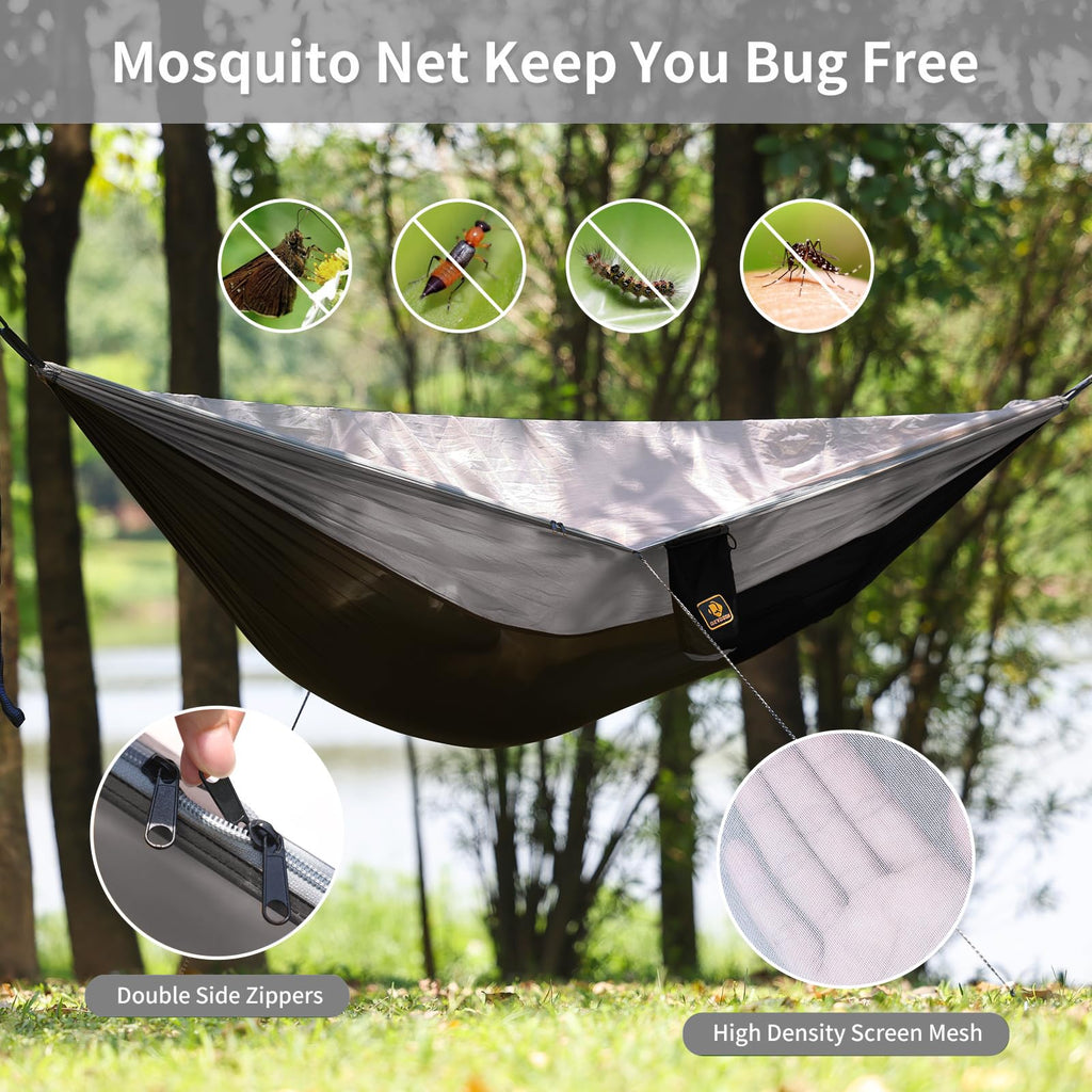 Portable Camping Hammock with Mosquito Net and Tree Straps