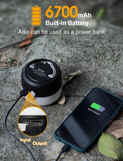1000LM Rechargeable LED Camping Lantern with Hanging Hook for Emergency Outdoor Use