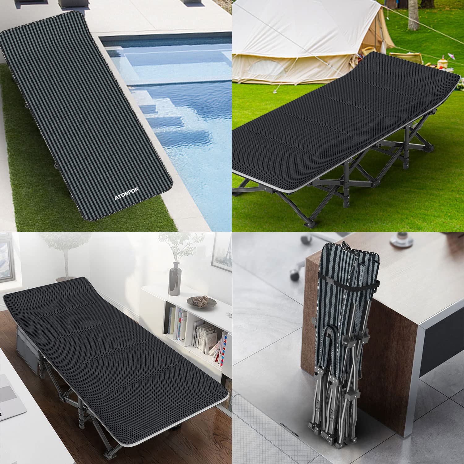 ATORPOK Camping Cot for Adults with Cushion Comfortable