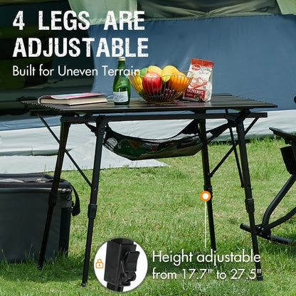 Adjustable Foldable Aluminum Camping Table with Carry Bag