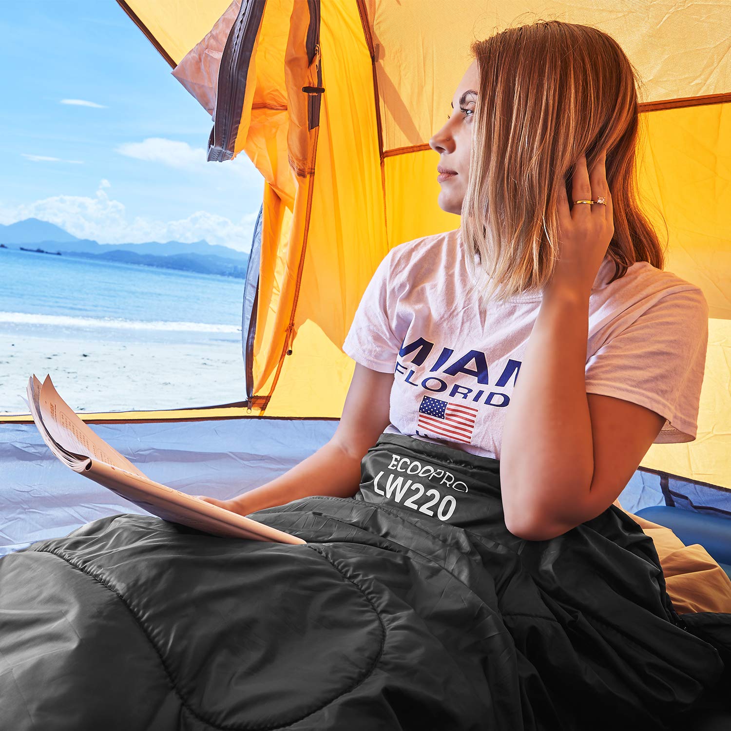Compact Waterproof Warm Weather Sleeping Bag for Adults