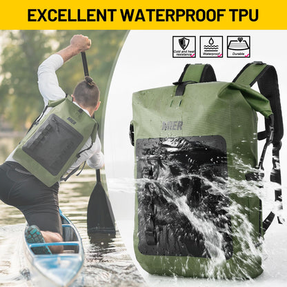 30L Waterproof Roll-Top Dry Bag Backpack for Water Sports