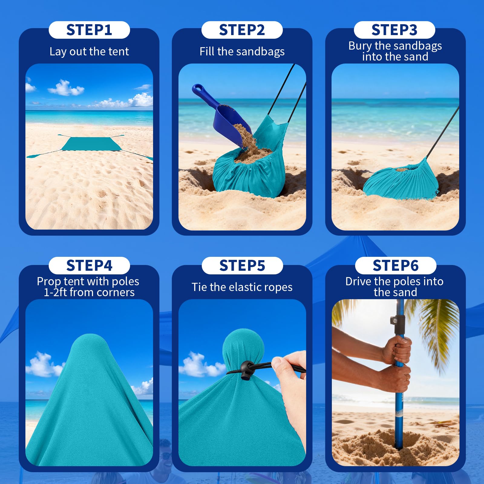 10x10 Easy Pop-Up Beach Sun Shelter Canopy with UPF50+ Protection