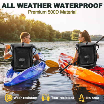 Roll-Top Waterproof Dry Bag Backpack for Outdoor Travel and Water Sports