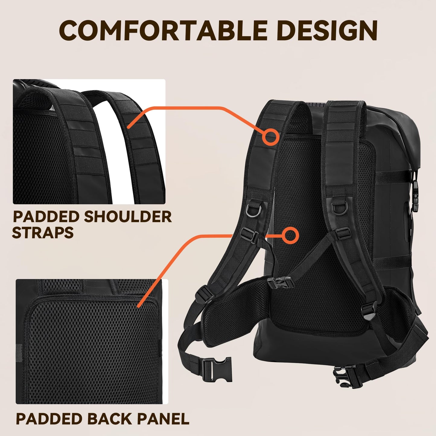 40L Waterproof Roll-Top Dry Bag Backpack for Hiking and Water Sports