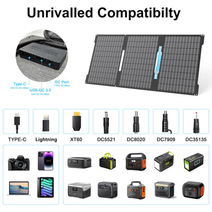 Foldable Waterproof Portable Solar Panel Charger for Camping and Off-Grid Use