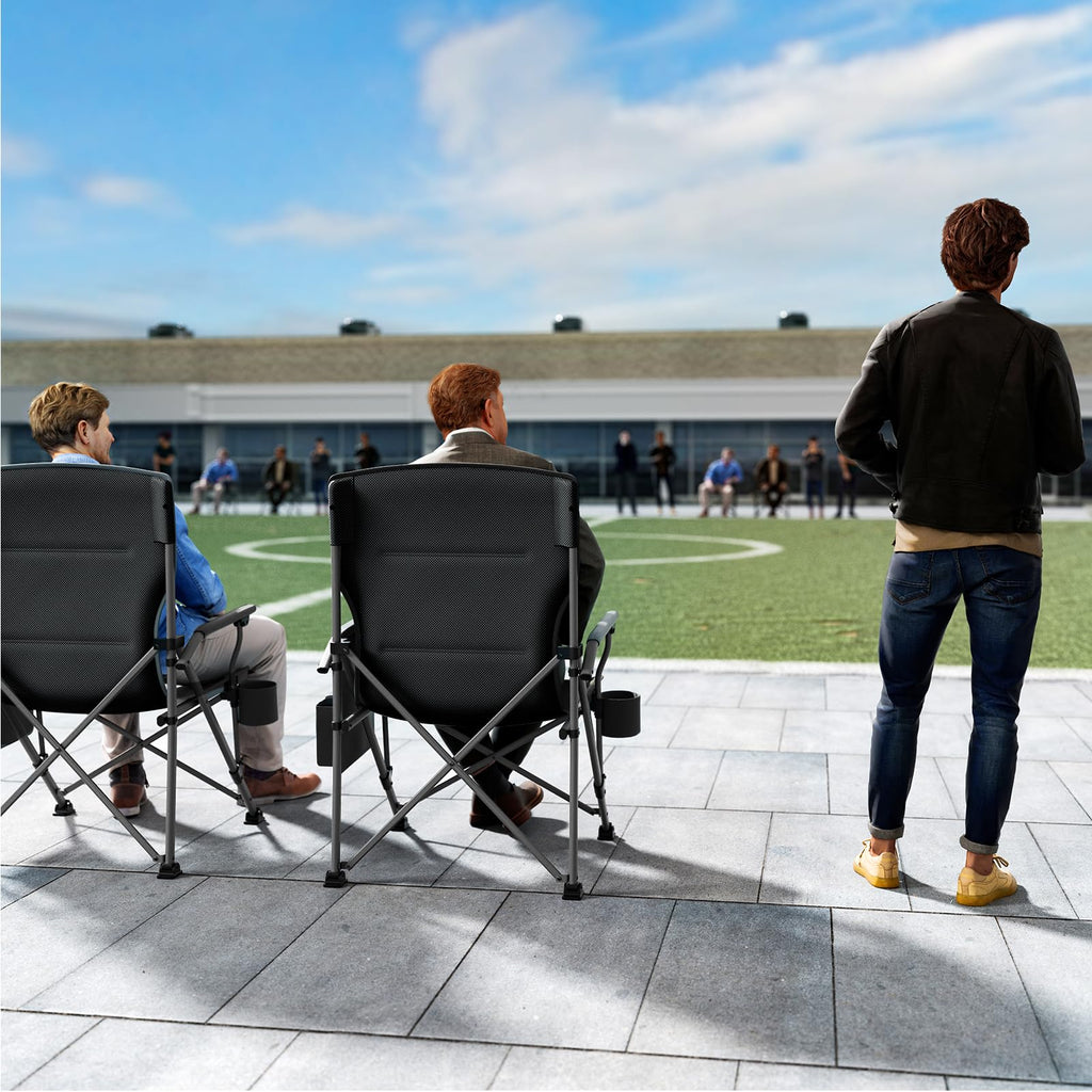 Oversized Heavy-Duty Folding Camping Chair with Cooler Bag