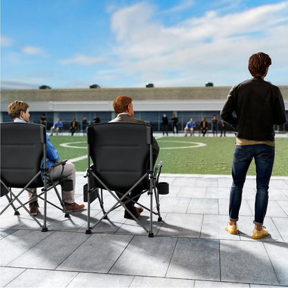 Oversized Heavy-Duty Folding Camping Chair with Cooler Bag