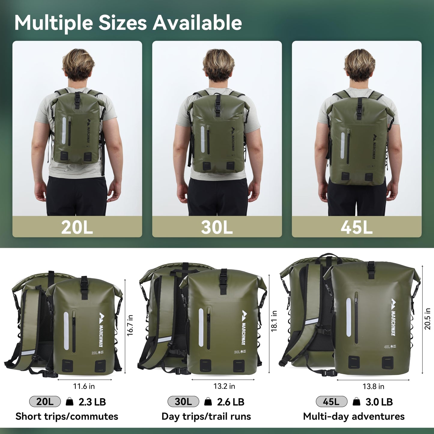 Roll-Top Waterproof Dry Bag Backpack for Hiking and Kayaking