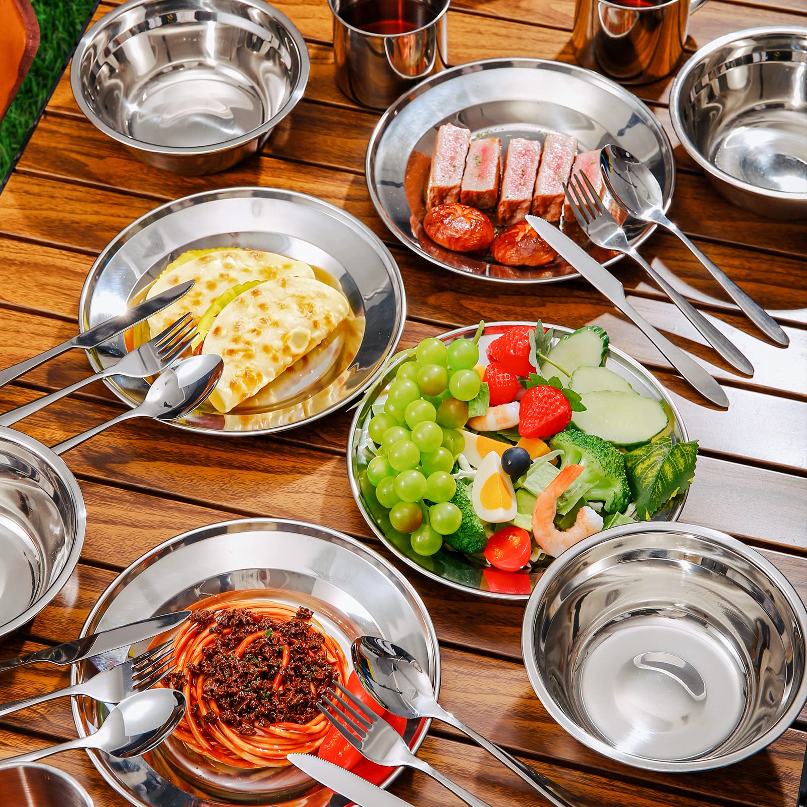 29-Piece Stainless Steel Camping Mess Kit with Tableware Set