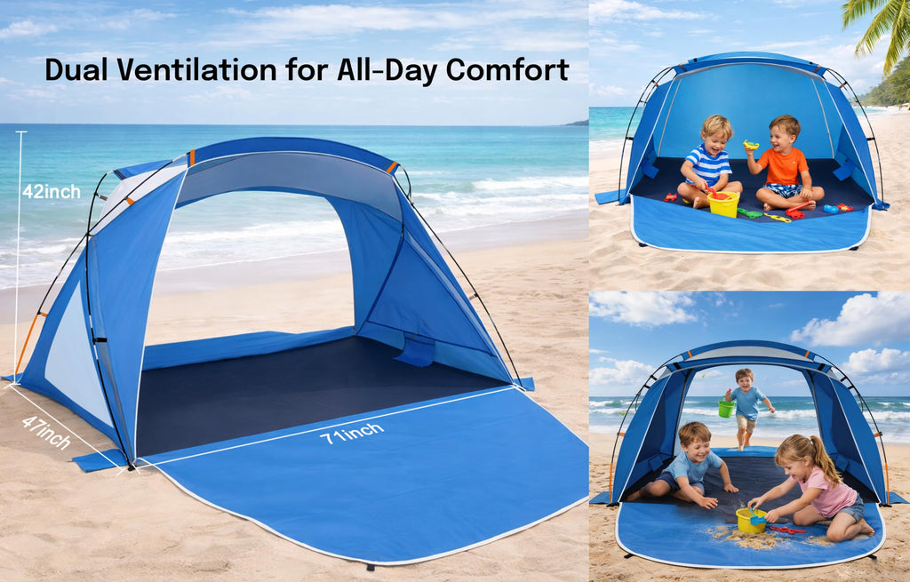 Portable UPF50+ Waterproof Beach Sun Shelter Canopy