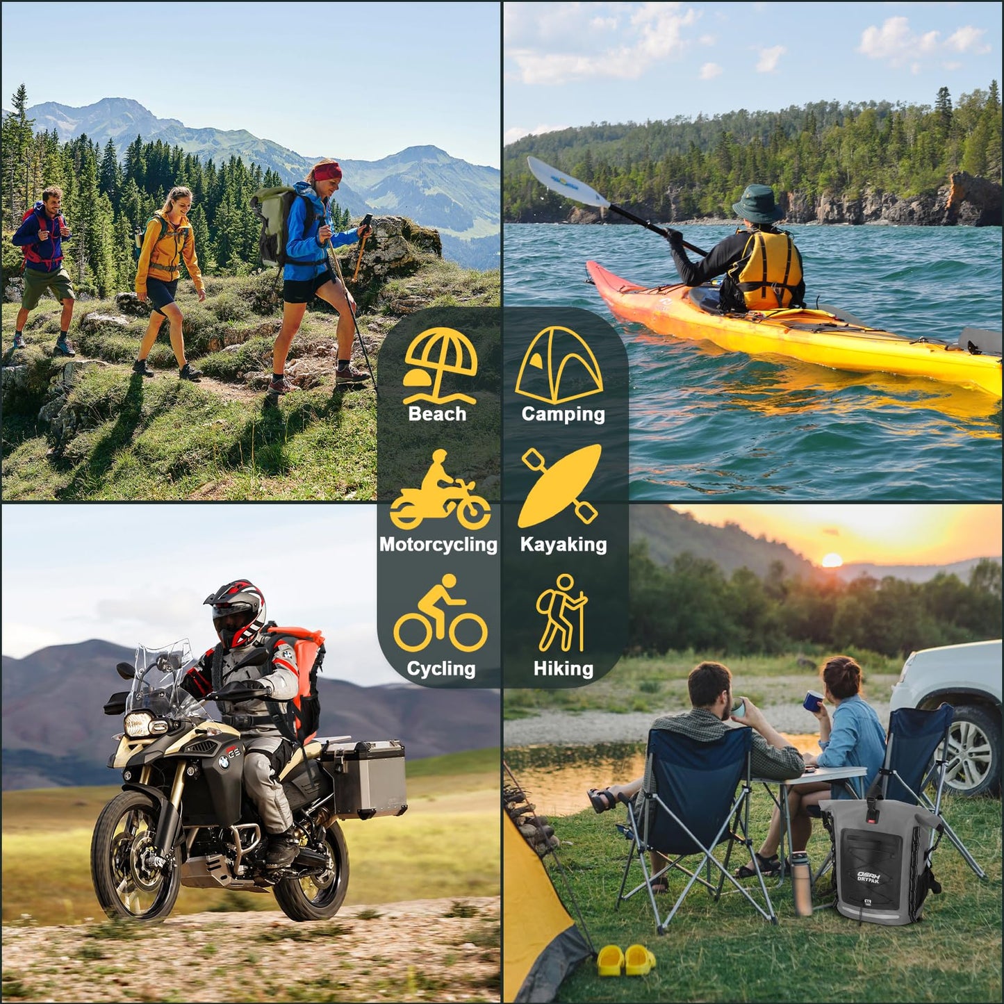 Roll-Top Waterproof Dry Bag Backpack for Outdoor Travel and Water Sports