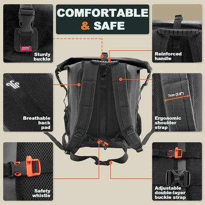 Roll-Top Waterproof Dry Bag Backpack for Outdoor Travel and Water Sports