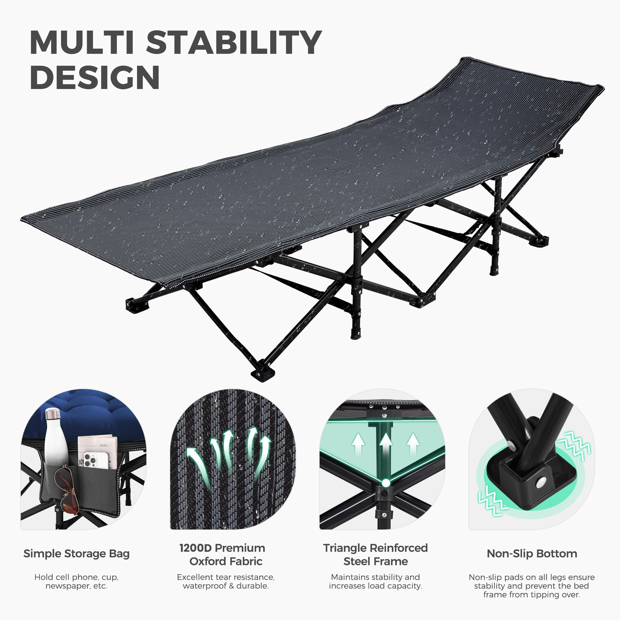 28-Inch Extra-Wide Folding Camping Cot with Mattress
