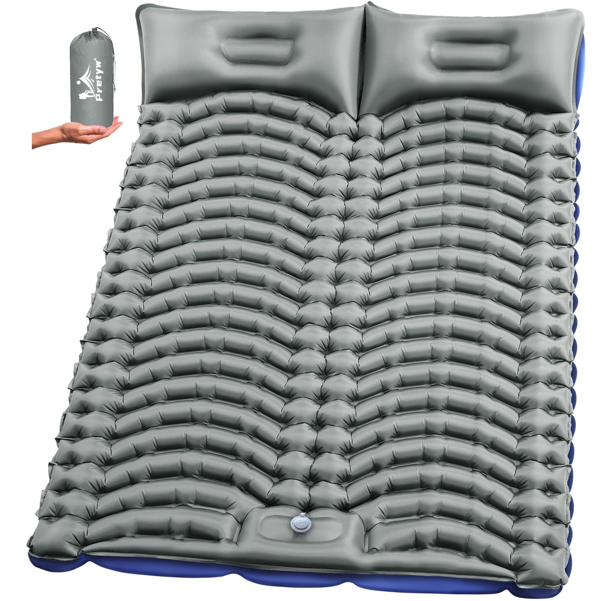 2-Person Compact Inflatable Sleeping Pad with Pillow and Pump
