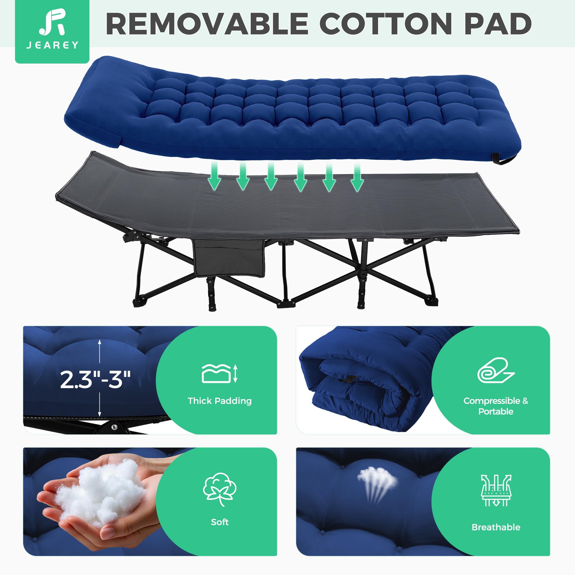 28-Inch Extra-Wide Folding Camping Cot with Mattress